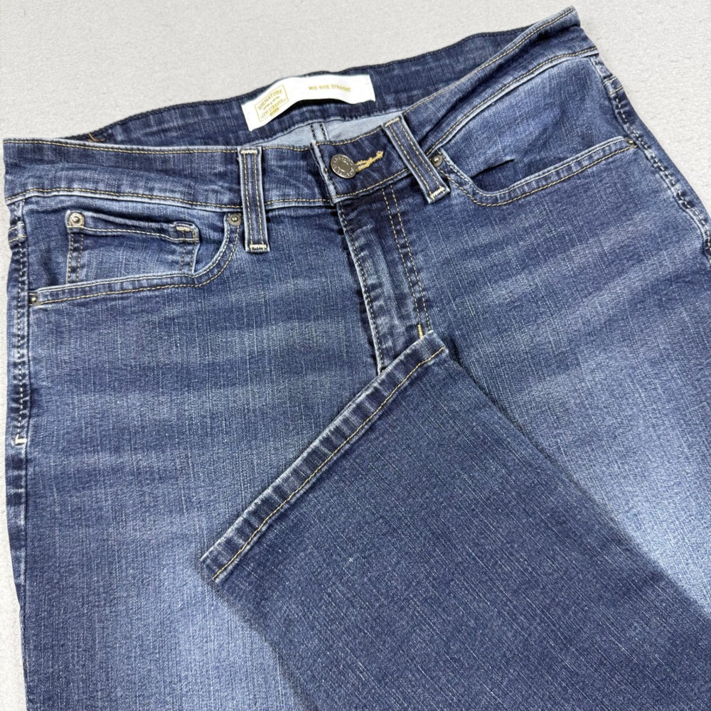 Signature by Levi Strauss Gold Label Mid Rise Straight Leg Jeans Dark Wash Blue